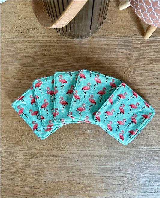 Lot de 5 lingettes lavables - Coloris Flamant rose