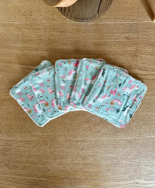 Lot de 5 lingettes lavables - Coloris Licorne