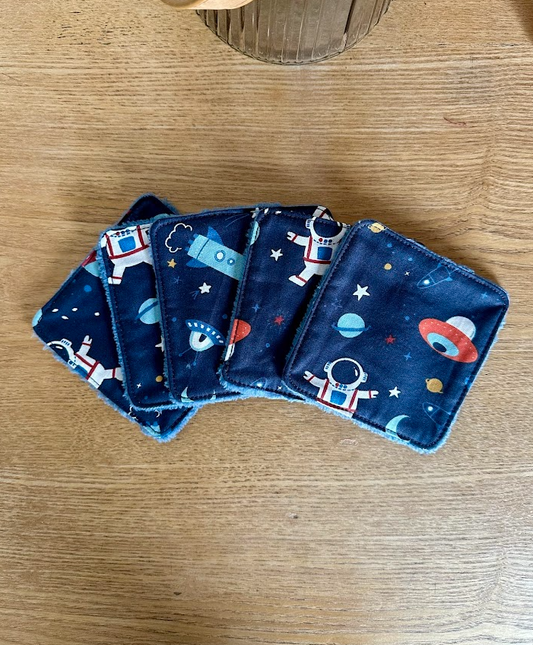 Lot de 5 lingettes lavables - Coloris Espace