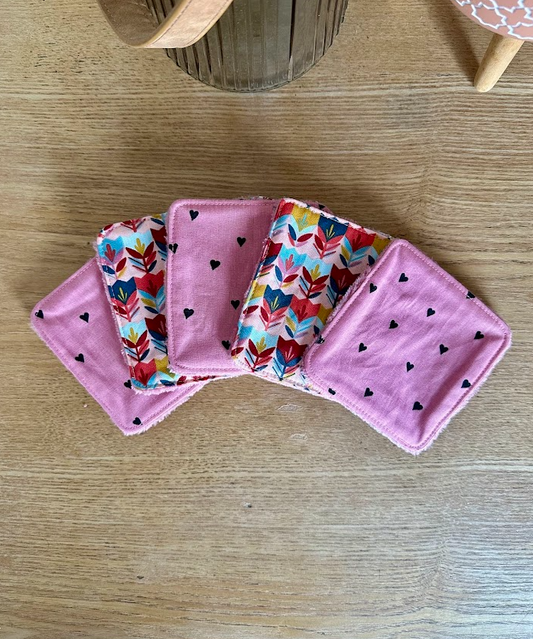 Lot de 5 lingettes lavables - Coloris Fleur Mixés