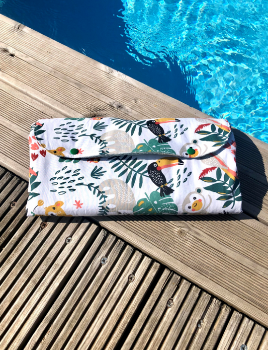 Tapis à langer nomade - Coloris Jungle/Vert d'eau