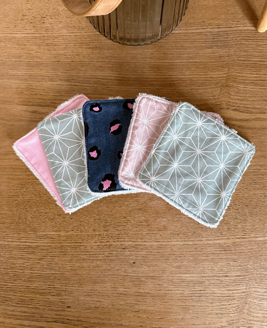 Lot de 5 lingettes lavables - Coloris Géométrique Mixés