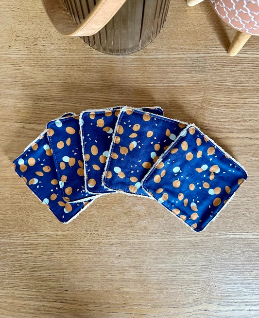 Lot de 5 lingettes lavables - Coloris Pois bleu