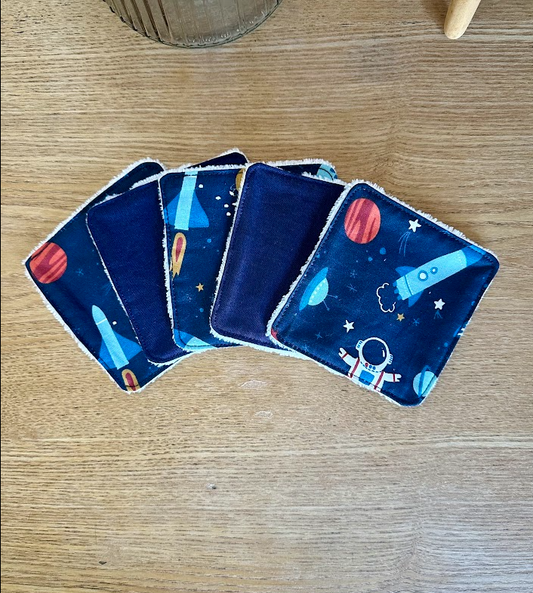 Lot de 5 lingettes lavables - Coloris Espace