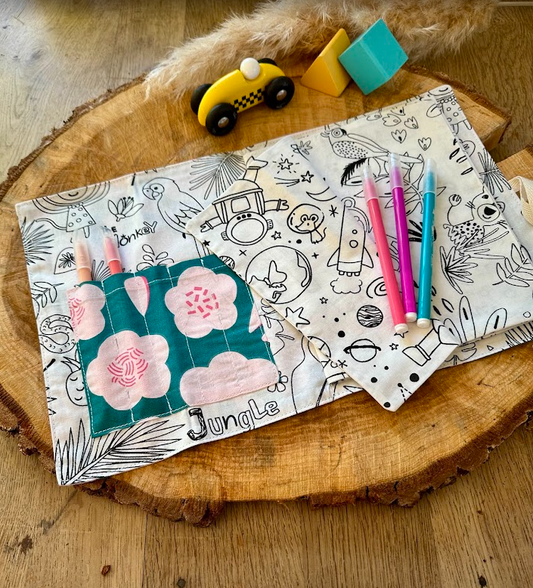 Cahier de coloriage lavable - Coloris Grosse Fleur rose