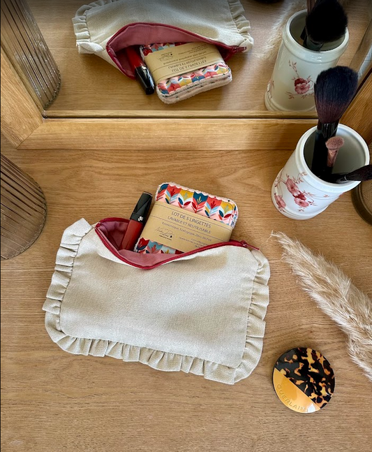 Pochette Volantée - Coloris Doré/Rose